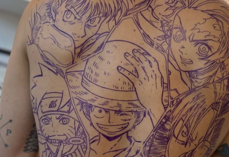 Michael Vadulli y su nuevo dibujo en el cuerpo.