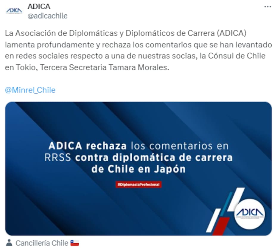 La asociación tildó de "violento ataque" los comentarios realizados hacia la cónsul Tamara Morales.