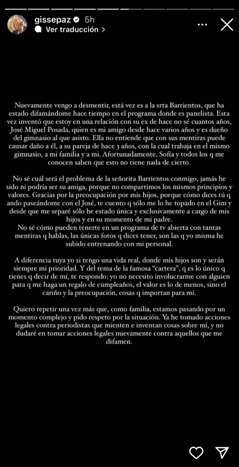 Los descargos de Gissella Gallardo.