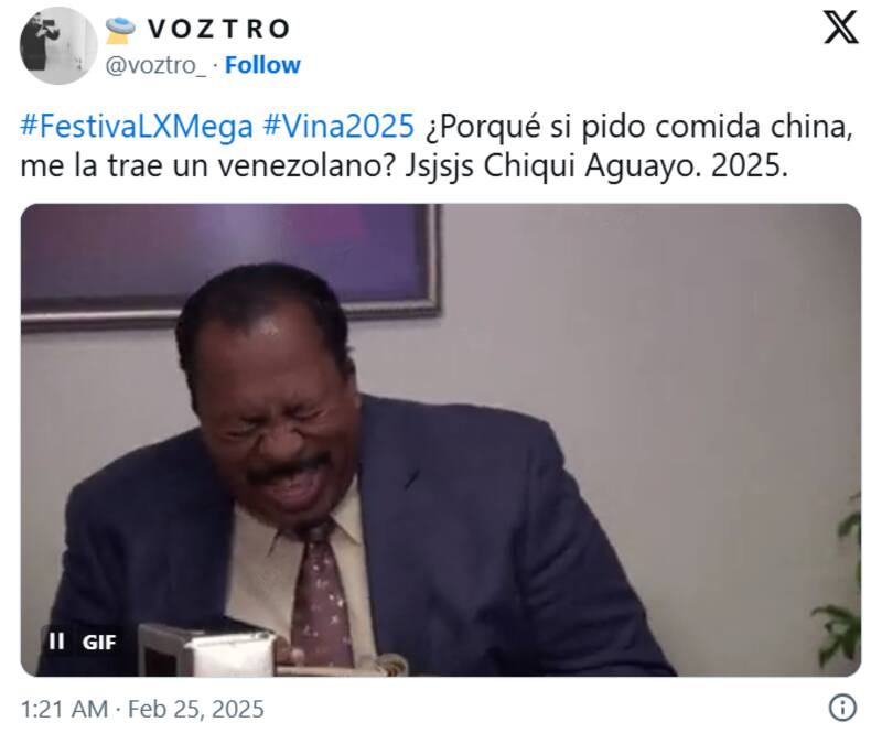 La comediante generó carcajadas en la Quinta Vergara y en redes sociales.