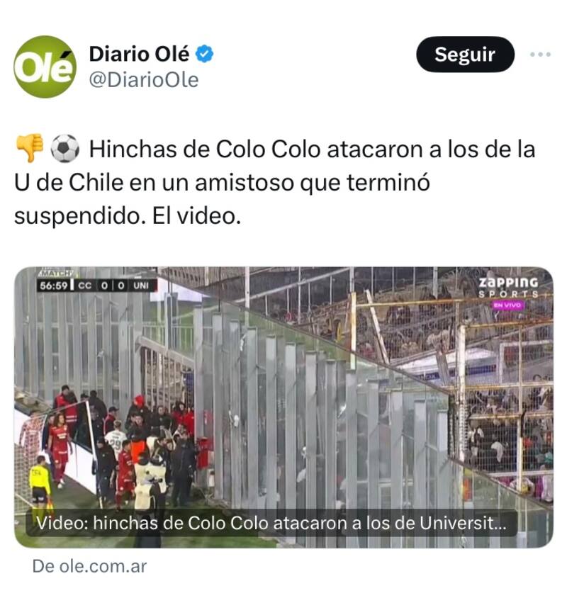 La publicación del diario Olé