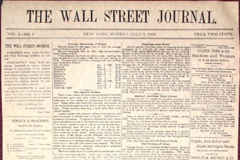 Por otro lado, The Wall Street Journal lanzó su primera edición.