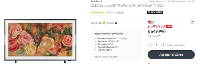 El producto está disponible para retiro en tienda o despacho a domicilio.