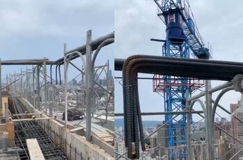 VIDEO | Así se vivió el terremoto 6.9 en Taiwán desde las alturas: Hombre estaba en edificio en construcción y grabó el momento