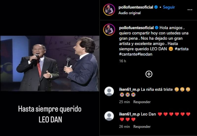 mostró su condolencias por la muerte de Leo Dan.