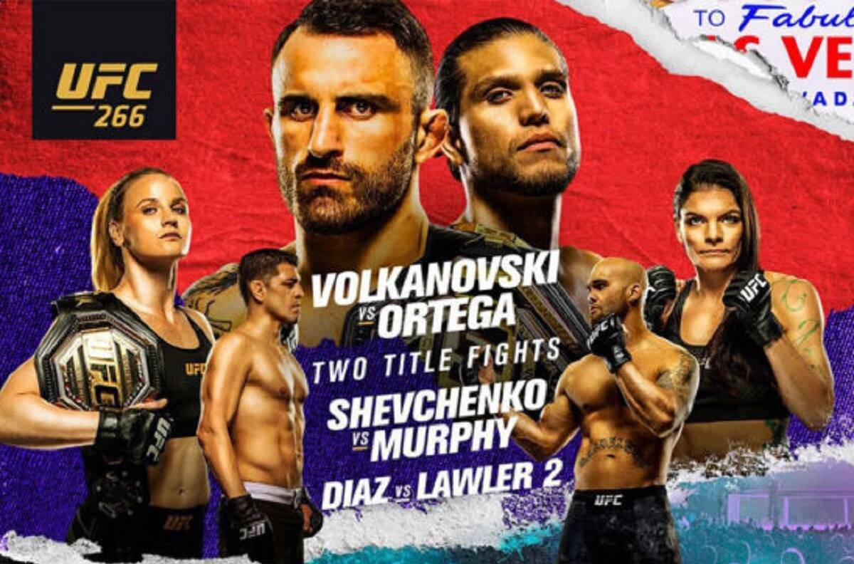 Volkanovski vs Ortega: Hora y dónde ver la cartelera estelar de UFC 266 en vivo por TV y online