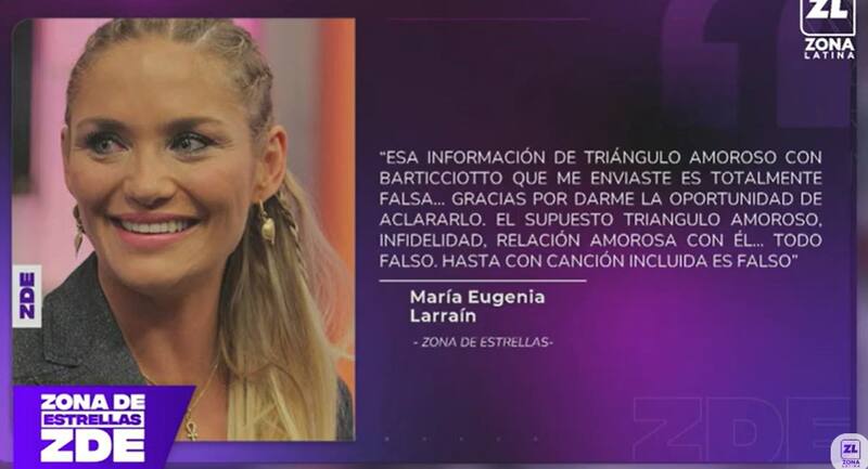 La comunicadora negó romance con Marcelo Barticciotto. Créditos: Pantallazo Zona Latina