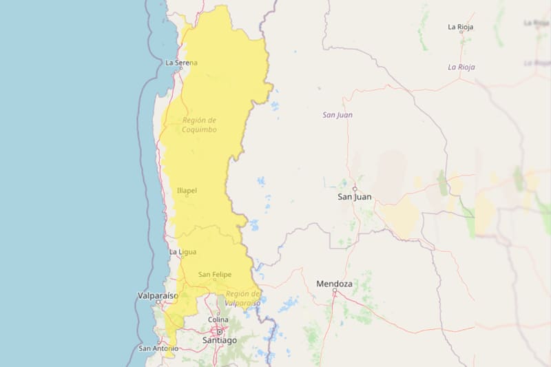 El aviso es para las regiones de Coquimbo y Valparaíso.