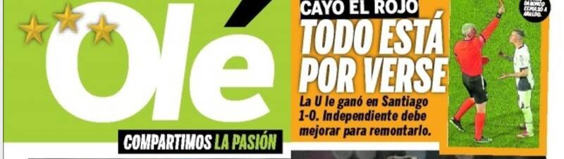 Triunfo de la U en la portada de Clarín (web)