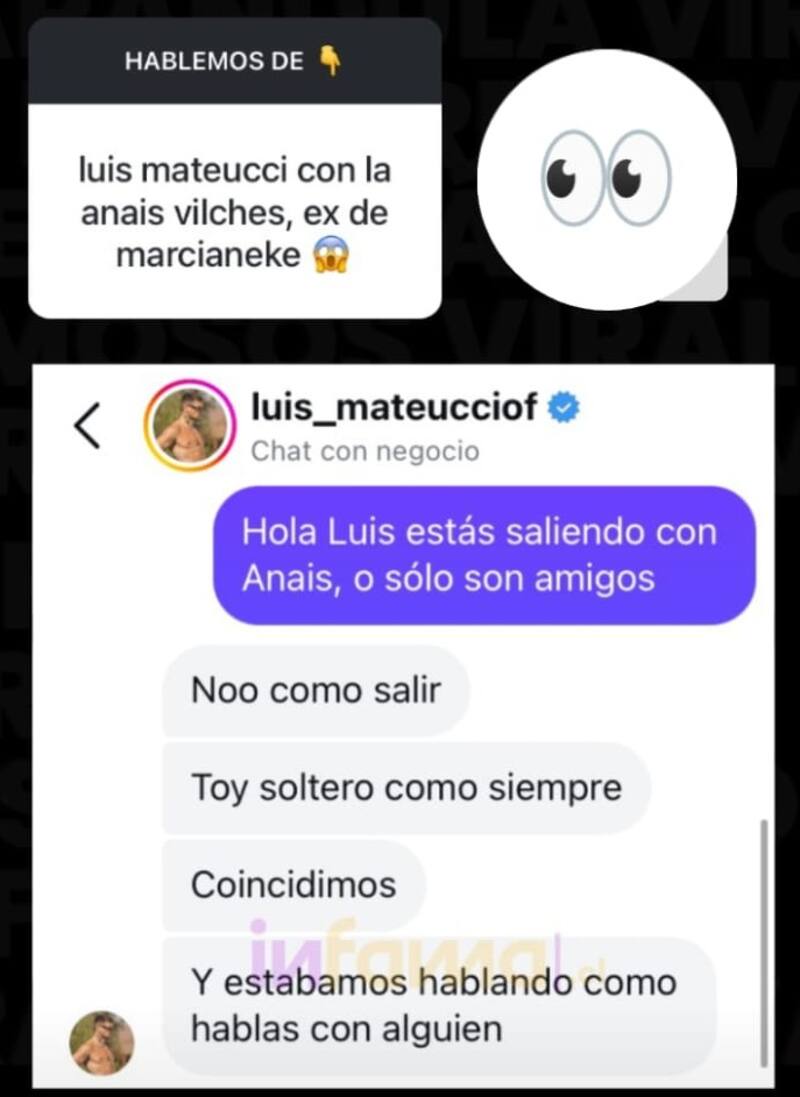 Luis Mateucci aclaró dudas sobre su vínculo con Anaís Vilches. Créditos: Instagram