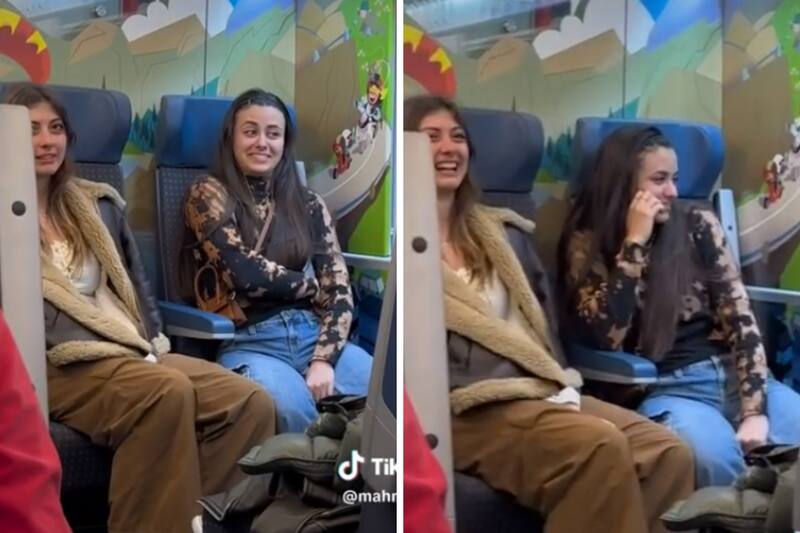 Mujeres italianas se burlan de hombre de origen asiático.