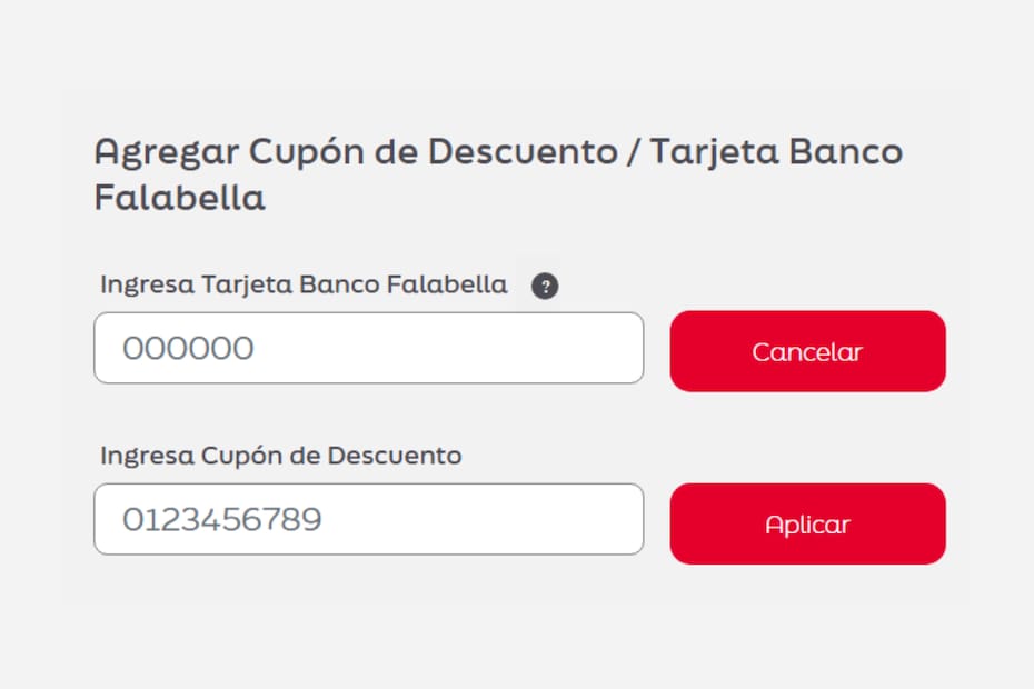 En este recuadro se deben añadir los primeros seis dígitos de la tarjeta como cupón.
