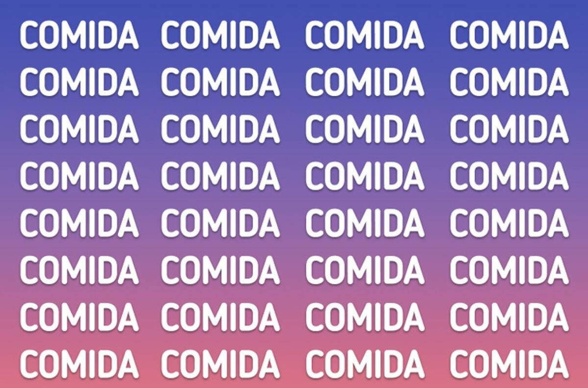 Test Visual: ¿Puedes encontrar la palabra diferente a COMIDA oculta en la imagen? Tienes 8 segundos
