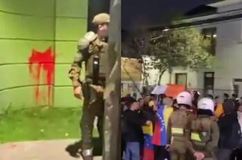VIDEO | Carabineros resguarda embajada de Venezuela en Santiago