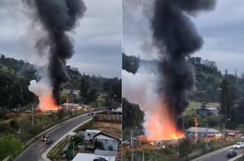 VIDEO | Violento incendio se registró en desarmaduría de Valparaíso: Generó gran columna de humo negro