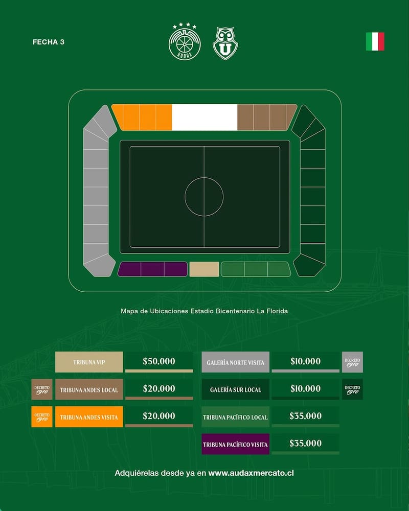 Venta de entradas en Audax Italiano.
