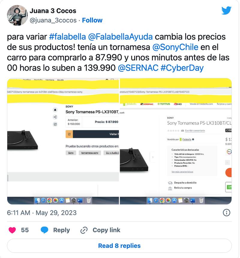 Algunos usuarios se han quejado al señalar que en el Cyberday 2023 se han cambiado precios.