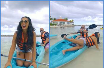 “Qué desastre”: Pamela Díaz sufrió en sus vacaciones y se cayó 4 veces de un kayak