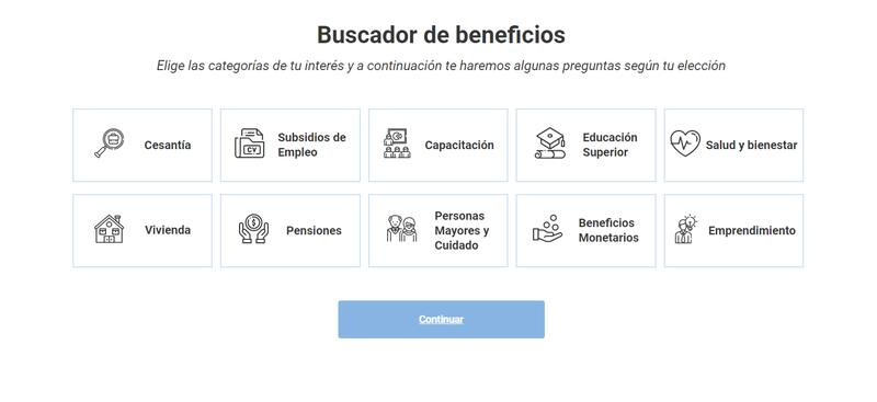 Estas son las categorías que puedes seleccionar.