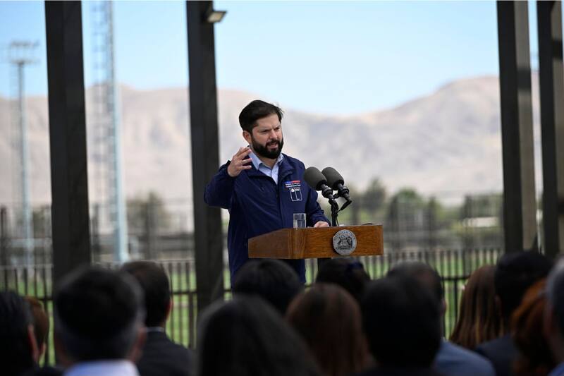 El Presidente de la República, Gabriel Boric, durante la actividad de este martes en la Región de Antofagasta. Foto: Agencia Aton.