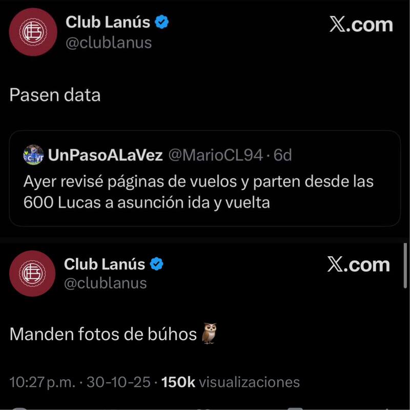 Las redes sociales del club granate cargaron contra Universidad de Chile tras la llave de Copa Sudamericana. Foto: Lanús en X.