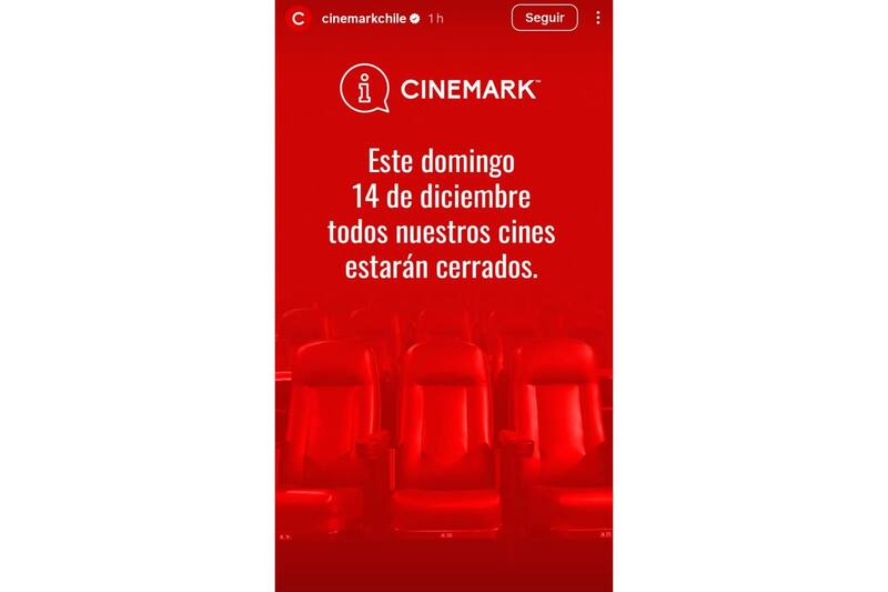 No funcionará ninguna de sus sucursales ubicadas en Chile.
Créditos: Cinemark.