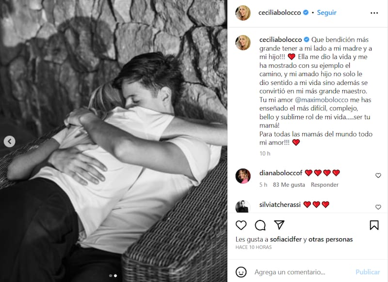 El mensaje de Cecilia Bolocco a Máximo. Créditos: Instagram