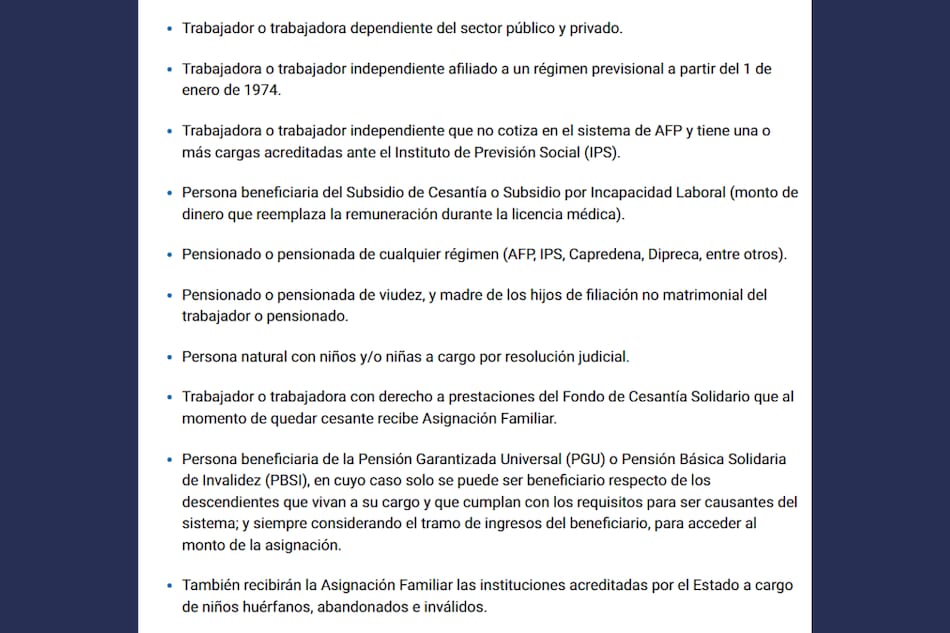 Si cumples una de estas condiciones puedes recibir la Asignación Familiar.