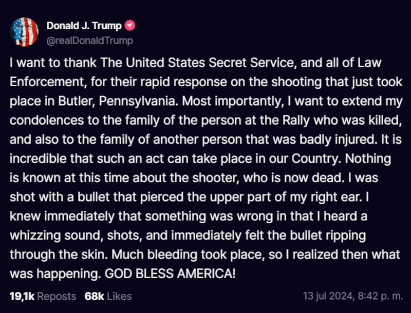 El candidato se refirió a través de la red social respecto al ataque en su contra.