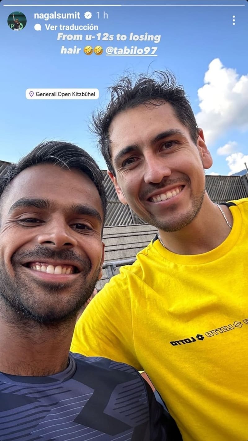 Broma de Sumit Nagal a Alejandro Tabilo. Instagram