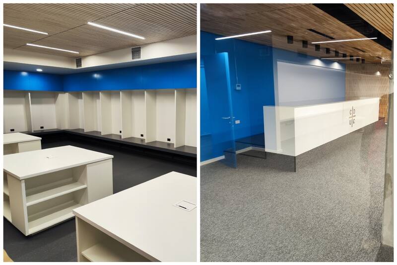 Así serán los camarines y sala de prensa del nuevo San Carlos de Apoquindo. (Créditos: @Mr_efe)