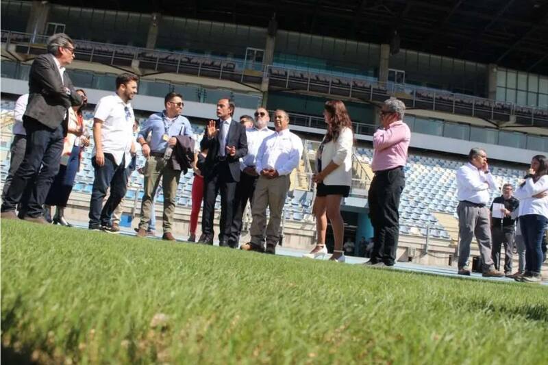 El ministro de Deportes, Jaime Pizarro, encabezó la inspección a las obras en el Estadio Codelco El Teniente. Foto: El Rancagüino.