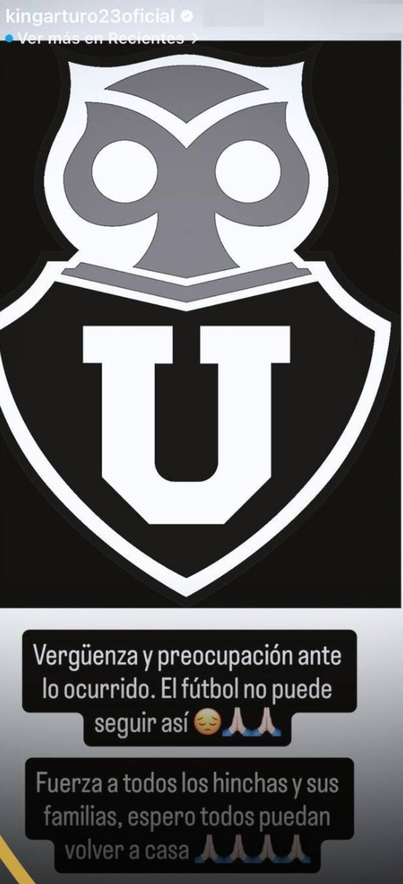 El volante de Colo Colo expresó su solidaridad con los hinchas de la U.