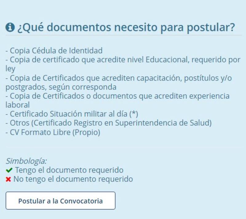 Estos son algunos de los documentos que podrías necesitar a la hora de postular a algún trabajo del Estado, aunque pueden variar dependiendo del anuncio.