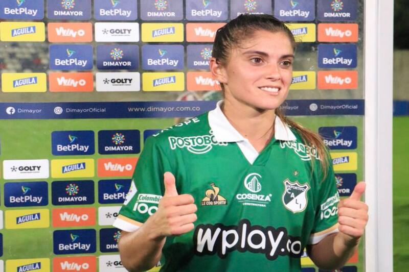 La ex Colo Colo fue la clave del elenco "Azucarero" para vencer a Junior en Barranquilla y por ello fue elegida como la figura del encuentro. Foto: Twitter Deportivo Cali.