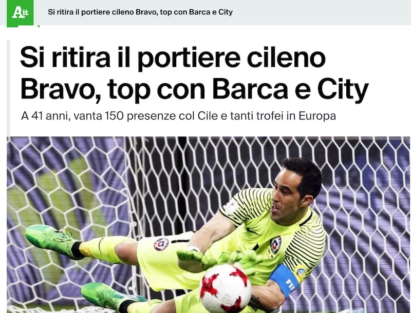 Ansa, Agencia Italiana de Noticias, hace hincapié en los pasos de Claudio Bravo por Barcelona y Manchester City.