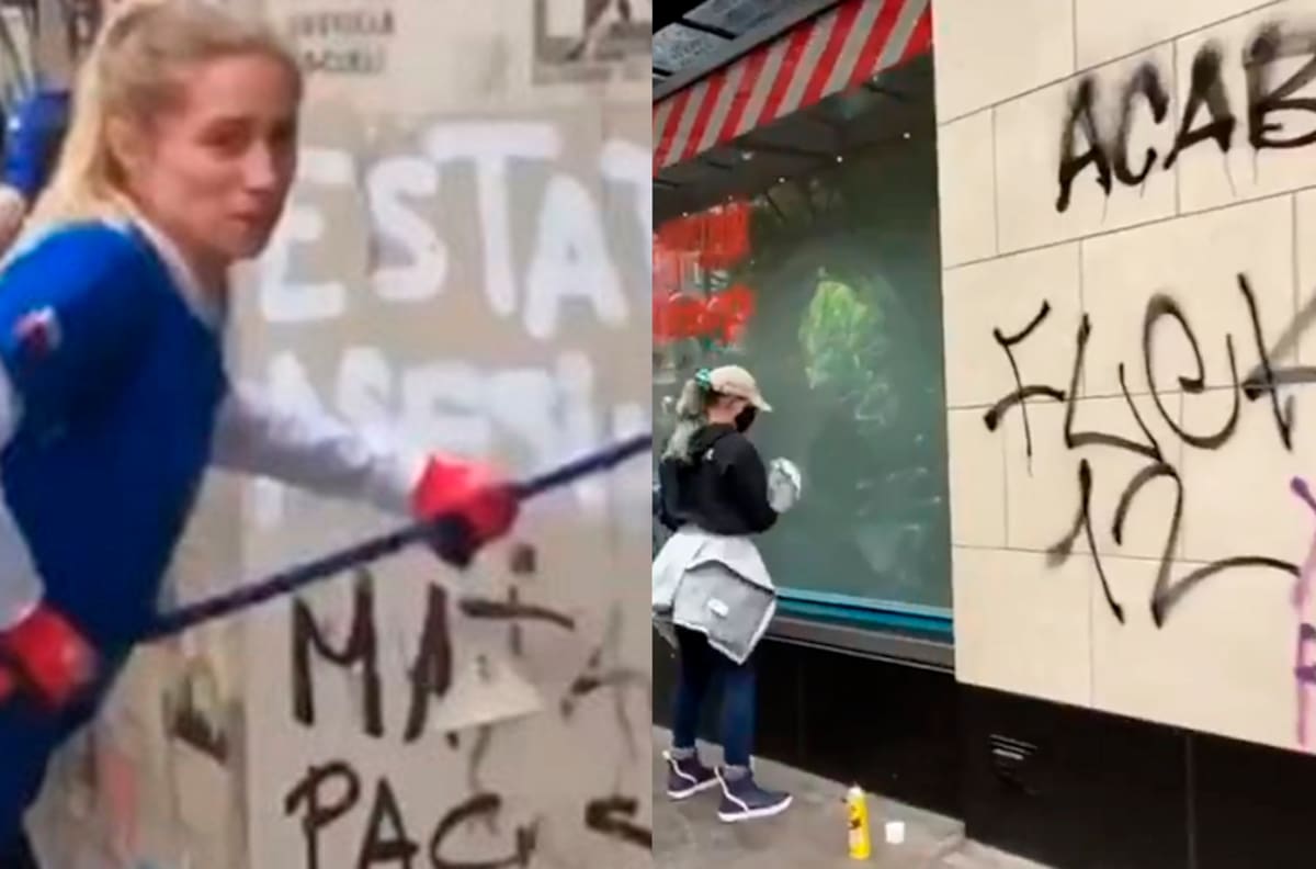 ¿Viajó a Estados Unidos? Personas limpiando rayados recordó el estallido social