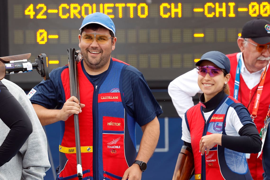 Los tiradores conservan una amistad desde hace años que los lleva a competir juntos e incluso fueron campeones mundiales en modalidad mixta en el Campeonato de Baku 2024. Photosport.