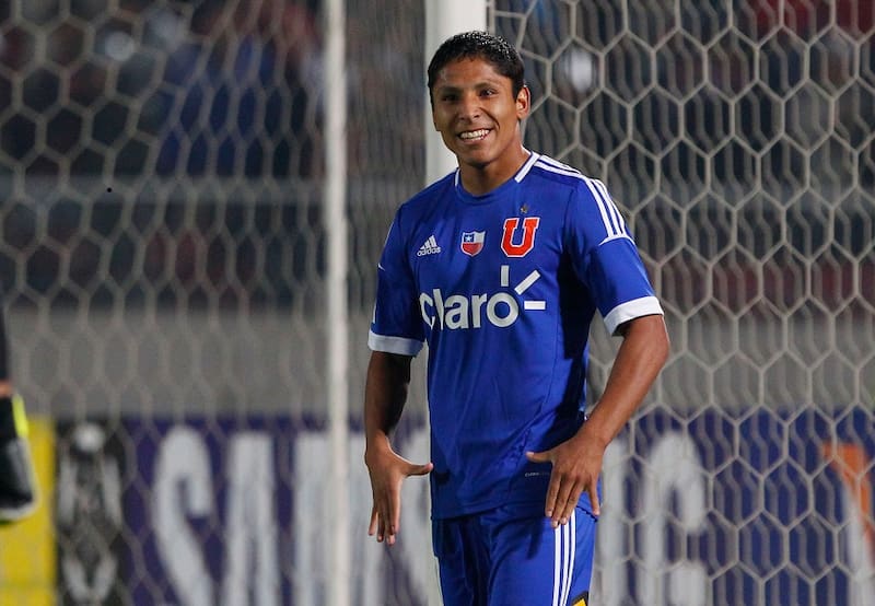 FUTBOL, UNIVERSIDAD DE CHILE VS LIBERTAD.
CUARTOS DE FINAL, COPA LIBERTADORES 2012.
RAUL RUIDIAZ, JUGADOR DE UNIVERSIDAD DE CHILE CELEBRA SU GOL CONTRA LIBERTAD DURANTE EL PARTIDO POR COPA LIBERTADORES DE AMERICA JUGADO EN EL ESTADIO NACIONAL.
24/05/2012
SANTIAGO, CHILE.
PABLO LEON/PHOTOSPORT****************
FOOTBALL, UNIVERSIDAD DE CHILE VS LIBERTAD.
QUARTER FINALS SECOND LEG, COPA LIBERTADORES CHAMPIONSHIP 2012.
UNIVERSIDAD DE CHILE'S PLAYER RAUL RUIDIAZ, CELEBRATES HIS GOAL AGAINST LIBERTAD DURING FOOTBALL MATCH FOR THE LIBERTADORES CUP AT NATIONAL STADIUM IN SANTIAGO, CHILE.
24/05/2012
PABLO LEON/PHOTOSPORT