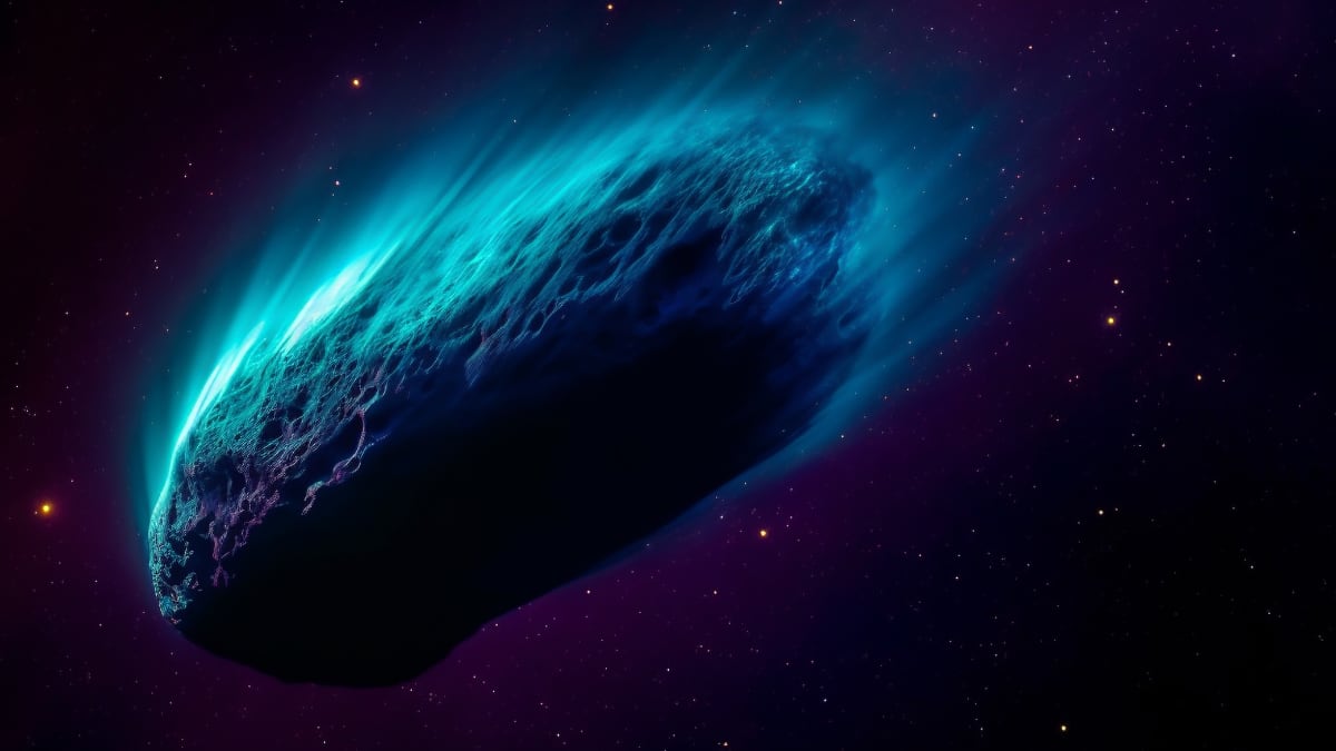 Foto de un cometa en el espacio.