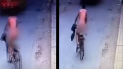 VIDEO I Ladrón huye desnudo en la bicicleta que se robó