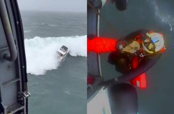 VIDEO | Gigantesca ola golpea un yate en Estados Unidos: Guardia Costera debió rescatar a su ocupante