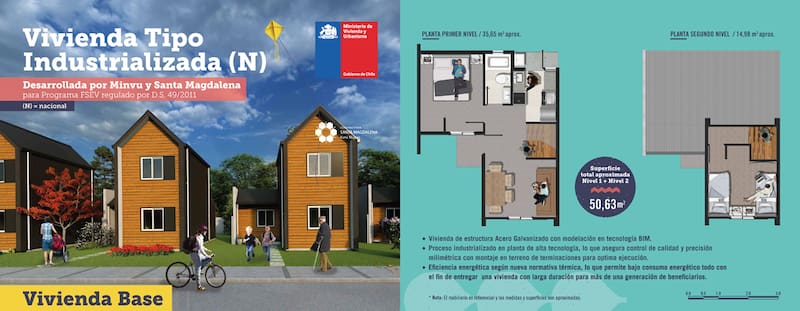 Estas viviendas son de dos pisos y un baño.