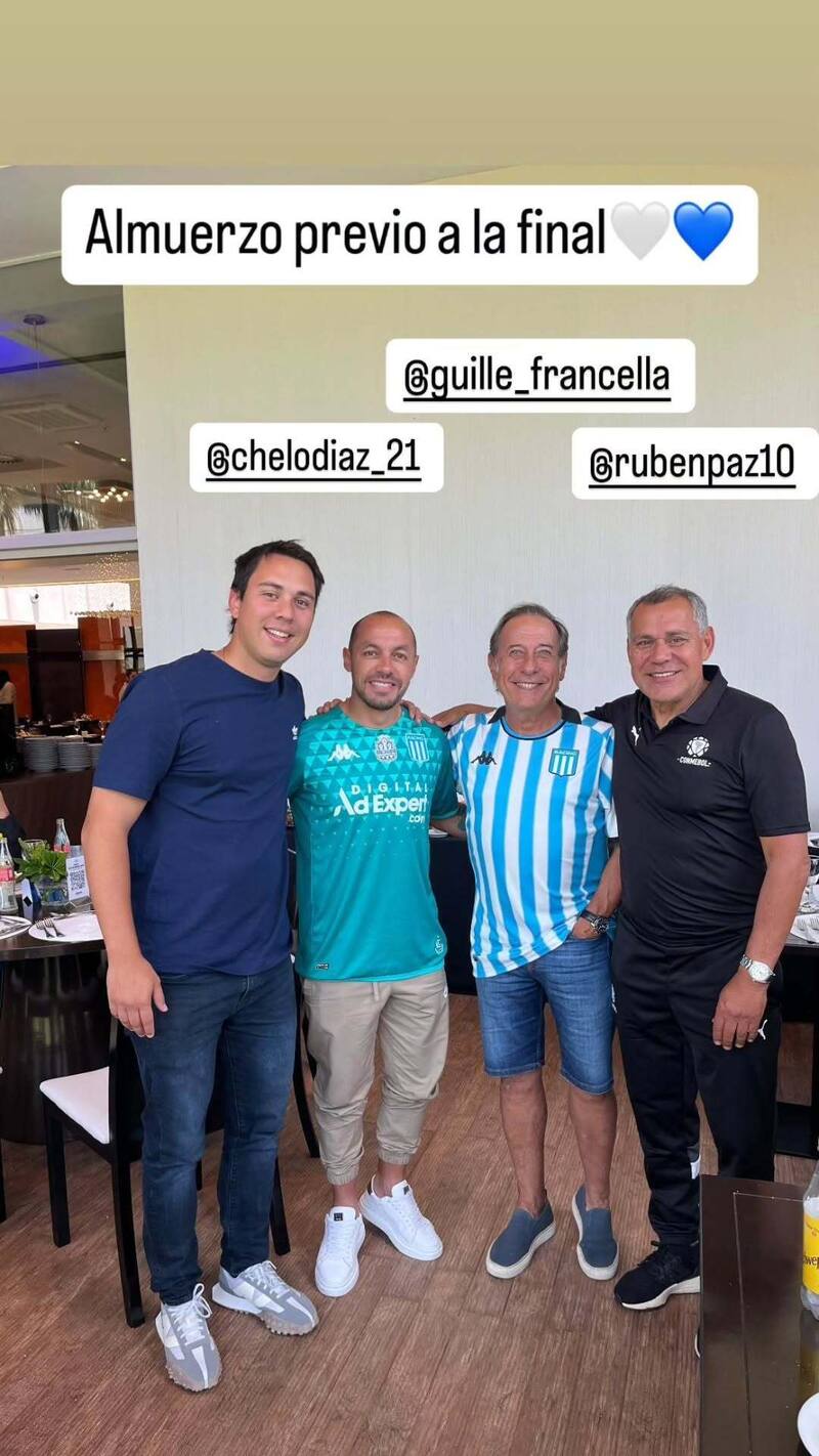 Marcelo Díaz compartió con el actor argentino Guillermo Francella en Asunción en la previa de la final de la Copa Sudamericana entre Racing y Cruzeiro.