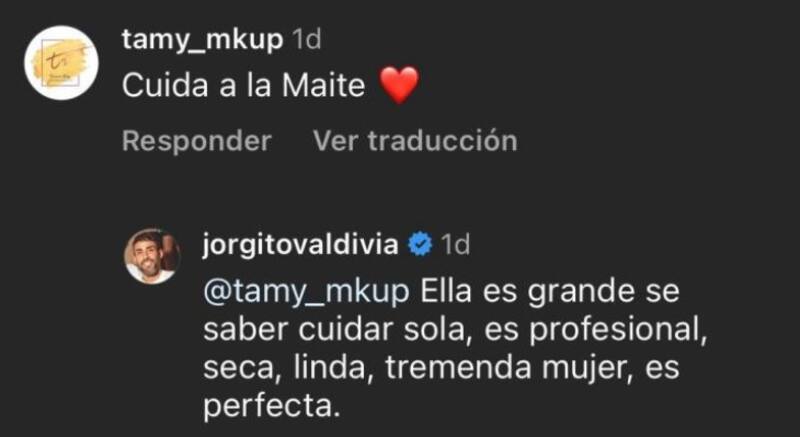 Jorge Valdivia habló sobre Maite Orsini. Créditos: Instagram