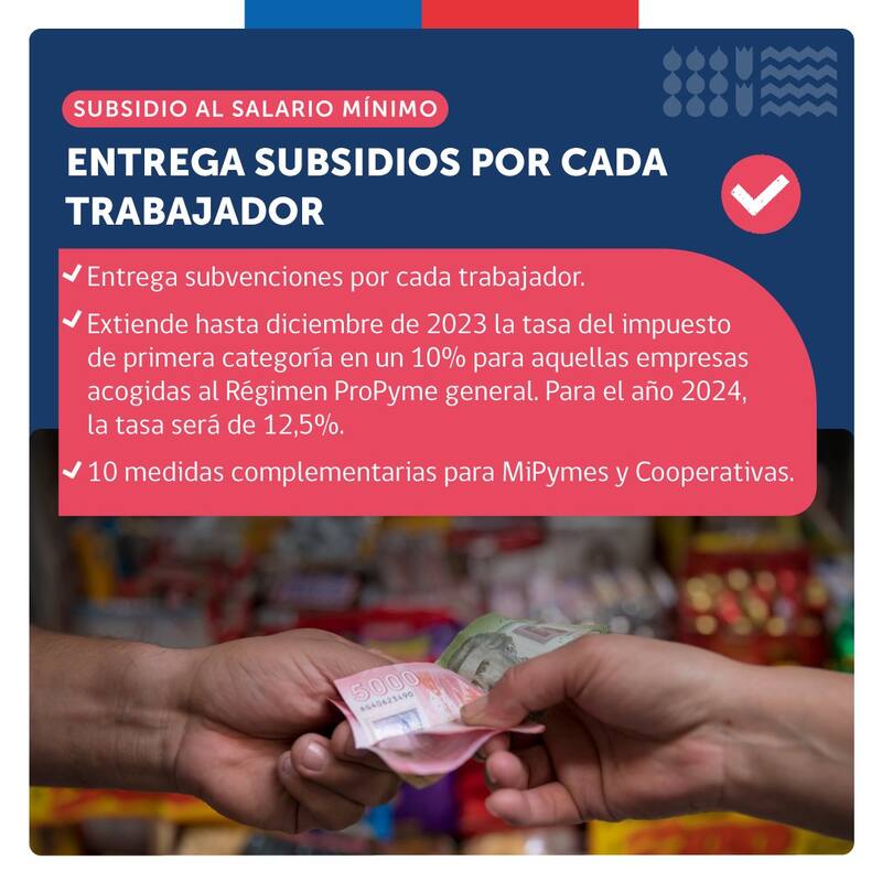 El proyecto incluye subsidios a pequeñas y medianas empresas para lograr llegar a los $500 mil. Gráfica: Gobierno.