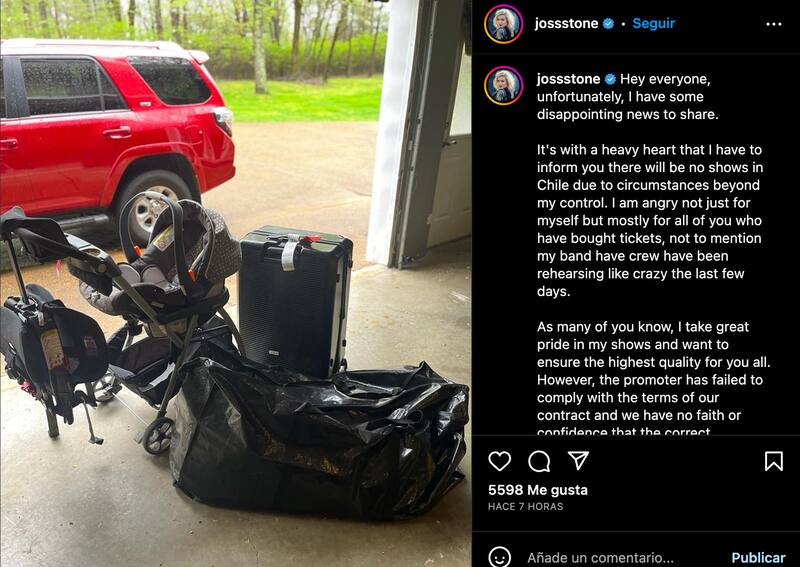 Joss Stone cancela sus shows en Chile. Créditos: Instagram