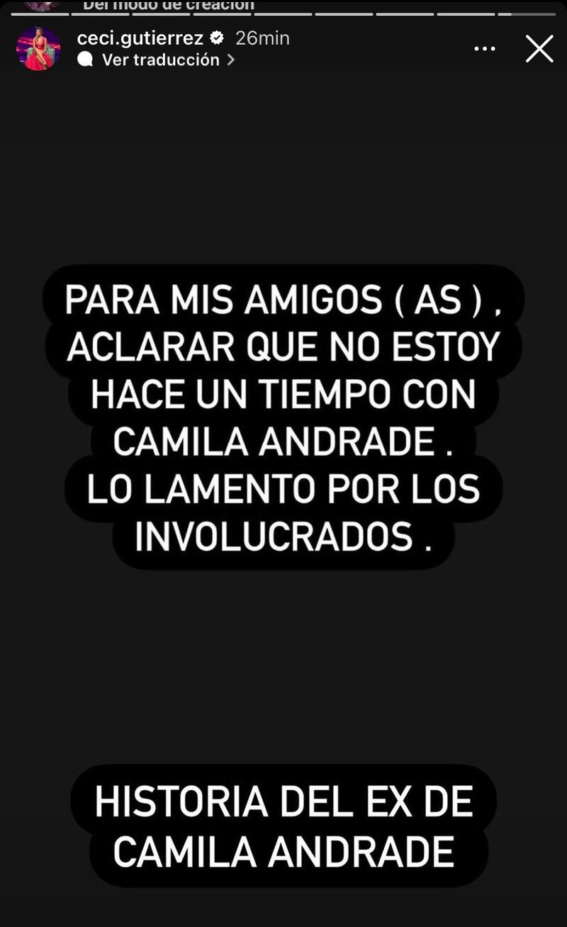 Ex pareja de Camila Andrade confirmó el quiebre con la animadora.