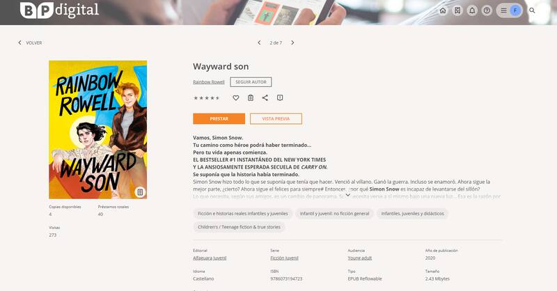 Bastará con que pulses "Prestar" para añadir el libro o revista a tu biblioteca.