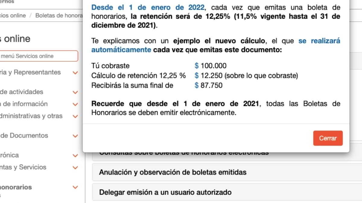 Boletas de honorarios 2022: revisa en cuánto aumentó la retención de impuestos